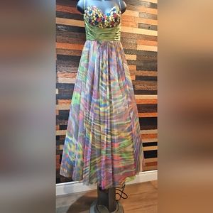 Jovani Multi-Colored Jeweled Stone Evening Gown / Elegant Dress